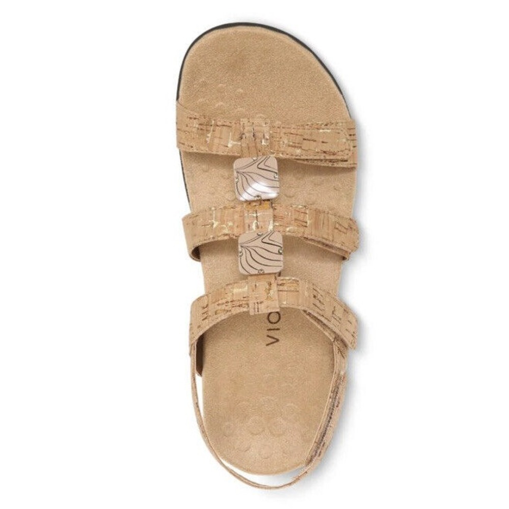Vionic SANDAL Womens 11 Medium AMBER ADJUSTABLE Gold Cork Tan New‎ - Picture 3 of 6